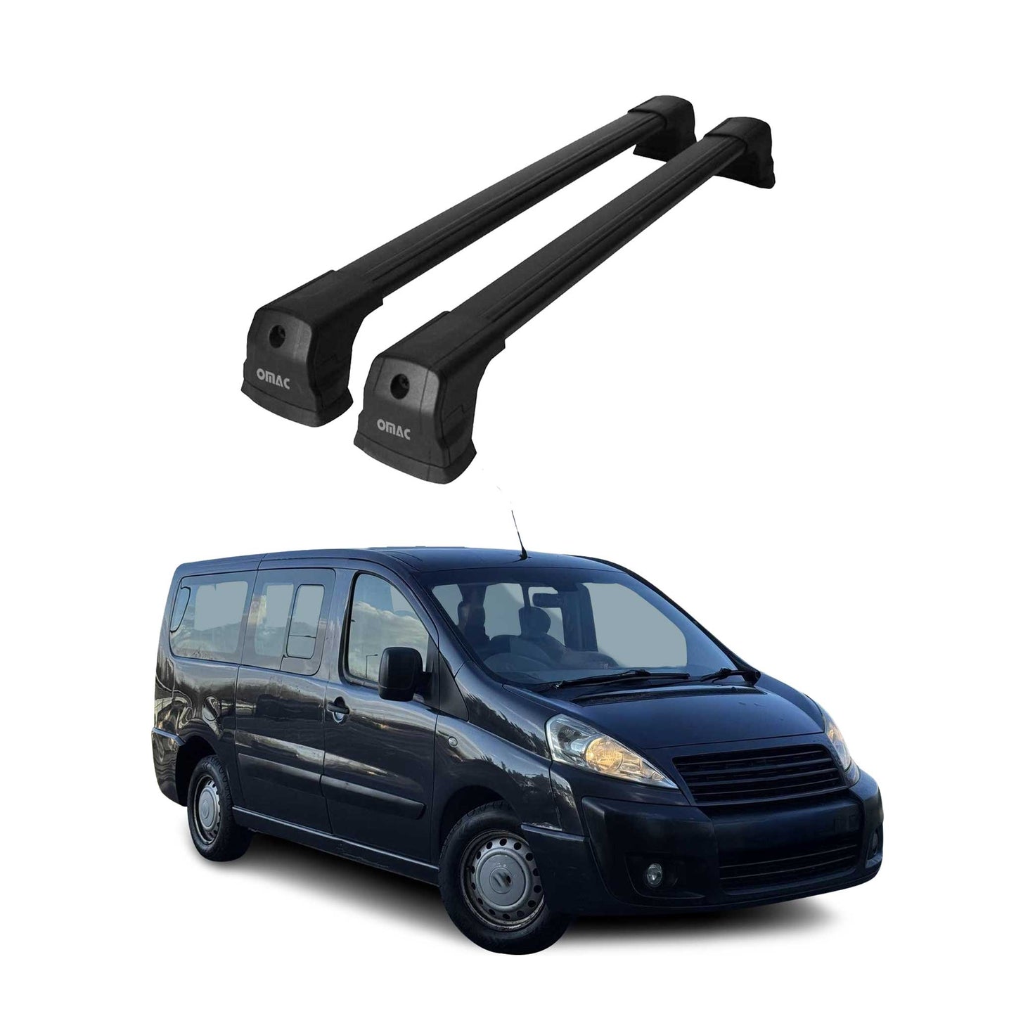 Portbagaj de plafon pentru Fiat Scudo 2007-2016 75kg aluminiu negru 2 buc