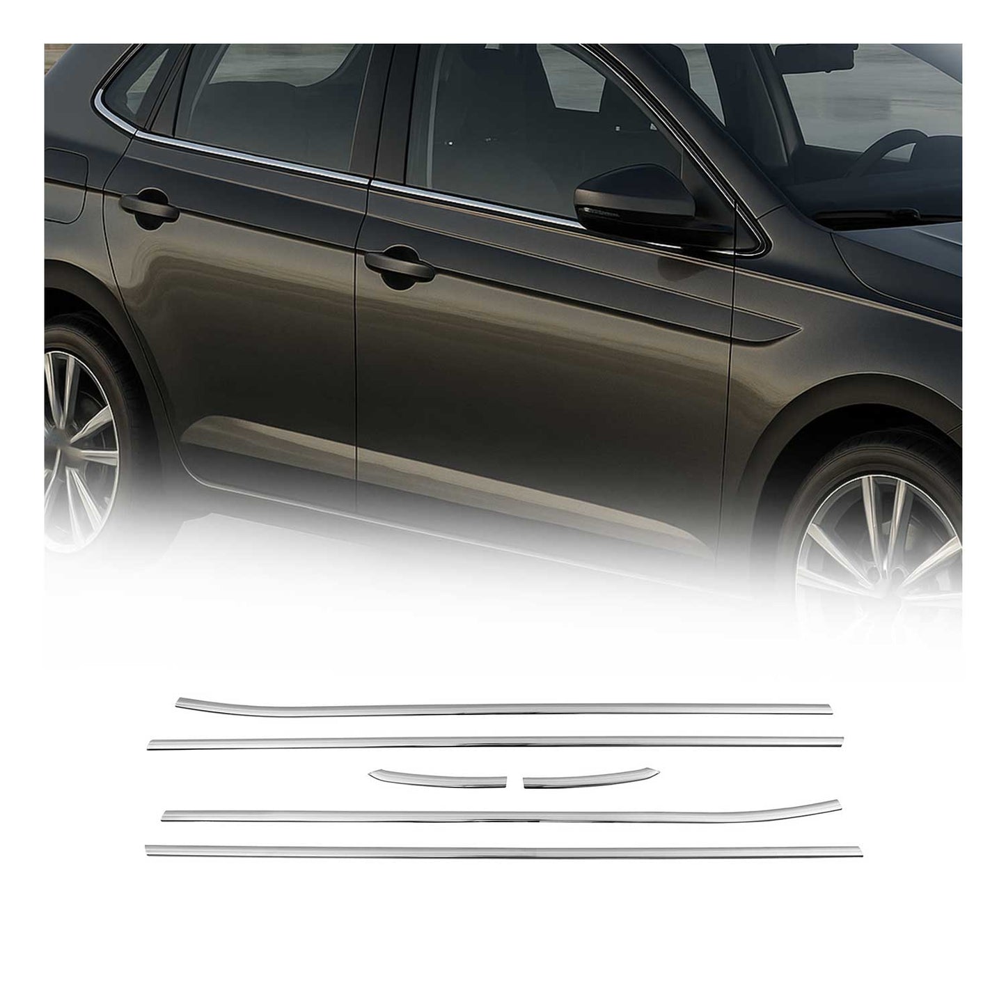 Fensterleisten Zierleisten für VW Polo 6R 2009-2017 LHD Edelstahl Chrom 6tlg