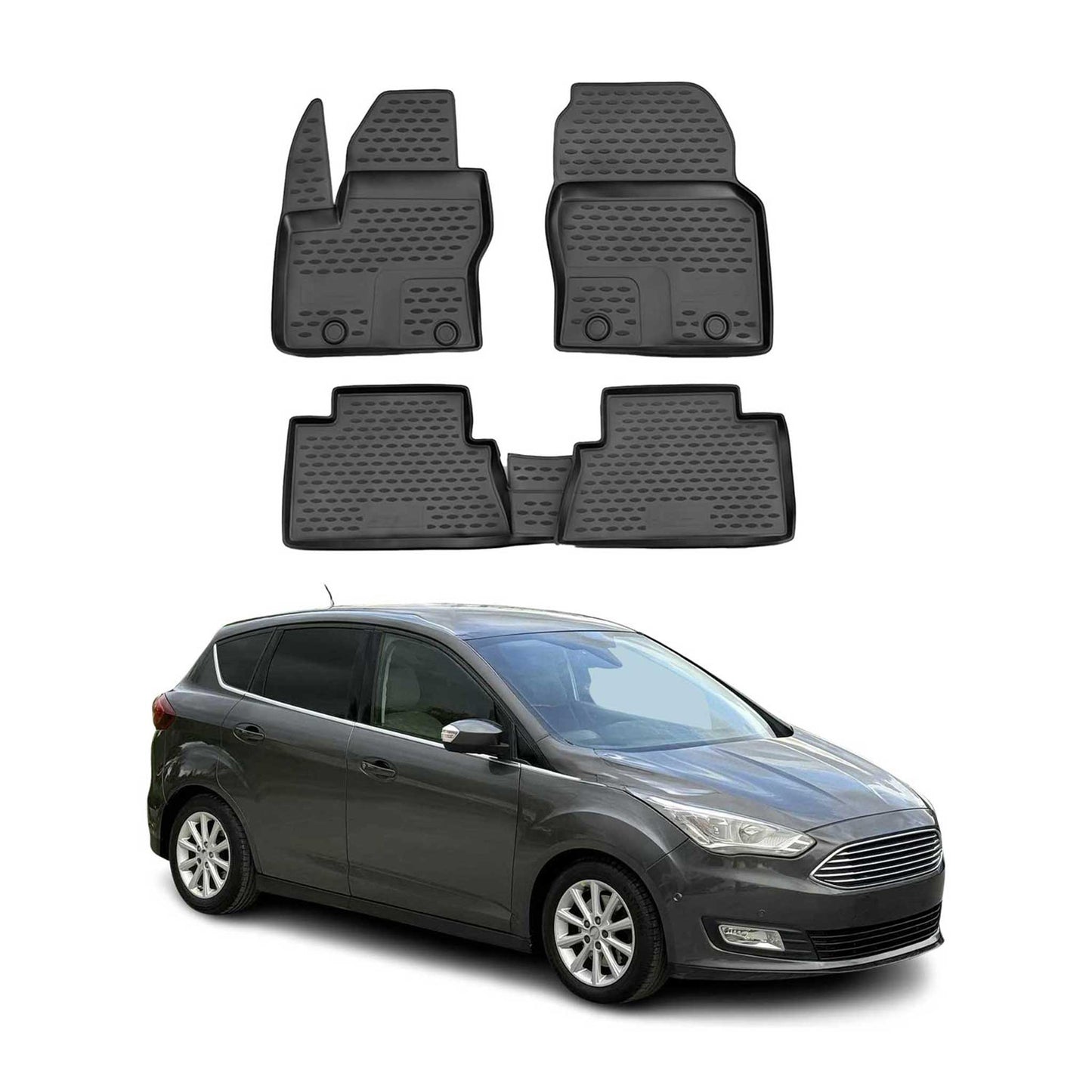 2010-2019 Ford C-Max Fußmatten TPE Schwarz 4 tlg