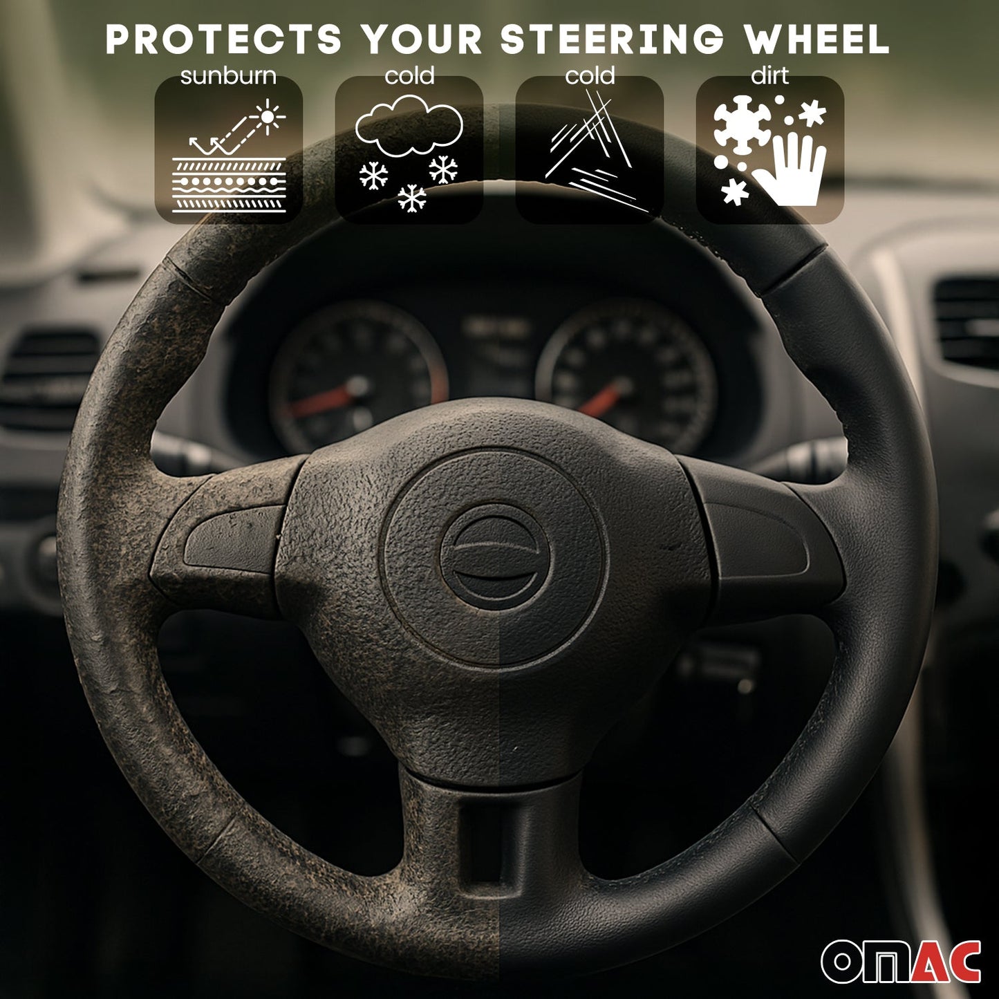 Lenkradbezug Lenkradschoner Lenkrad abdeckung Schwarz Halbmond Blau Ø 38-40 cm