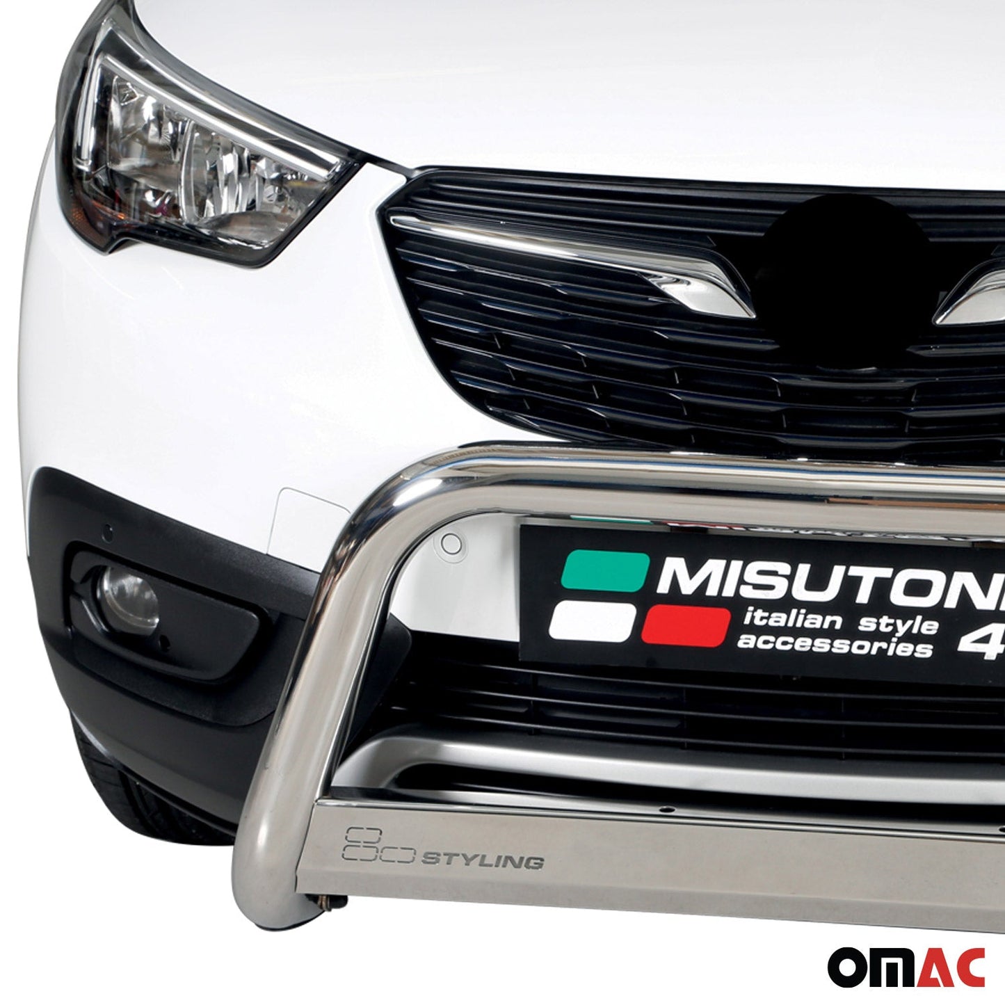 Bară de protecție/buton față pentru Opel Crossland X 2017-2025 ø63mm oțel argintiu