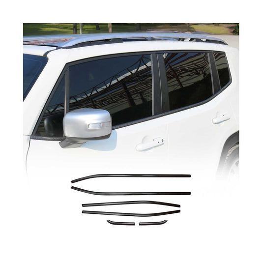 Benzi decorative pentru geamuri Jeep Renegade 2014-2024, fibră de carbon, negre, set de 6 piese