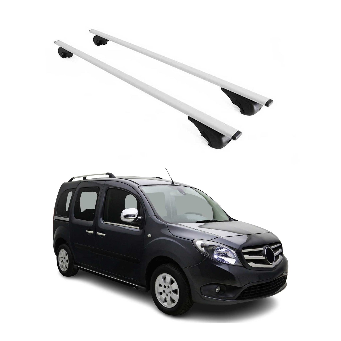 Portbagaj de plafon pentru Mercedes Citan W415 2012-2021 75kg metal argintiu 2 buc