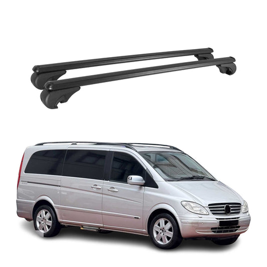 Portbagaj de plafon pentru Mercedes Viano Vito W639 2003-2014 75kg Aluminiu Negru 2x