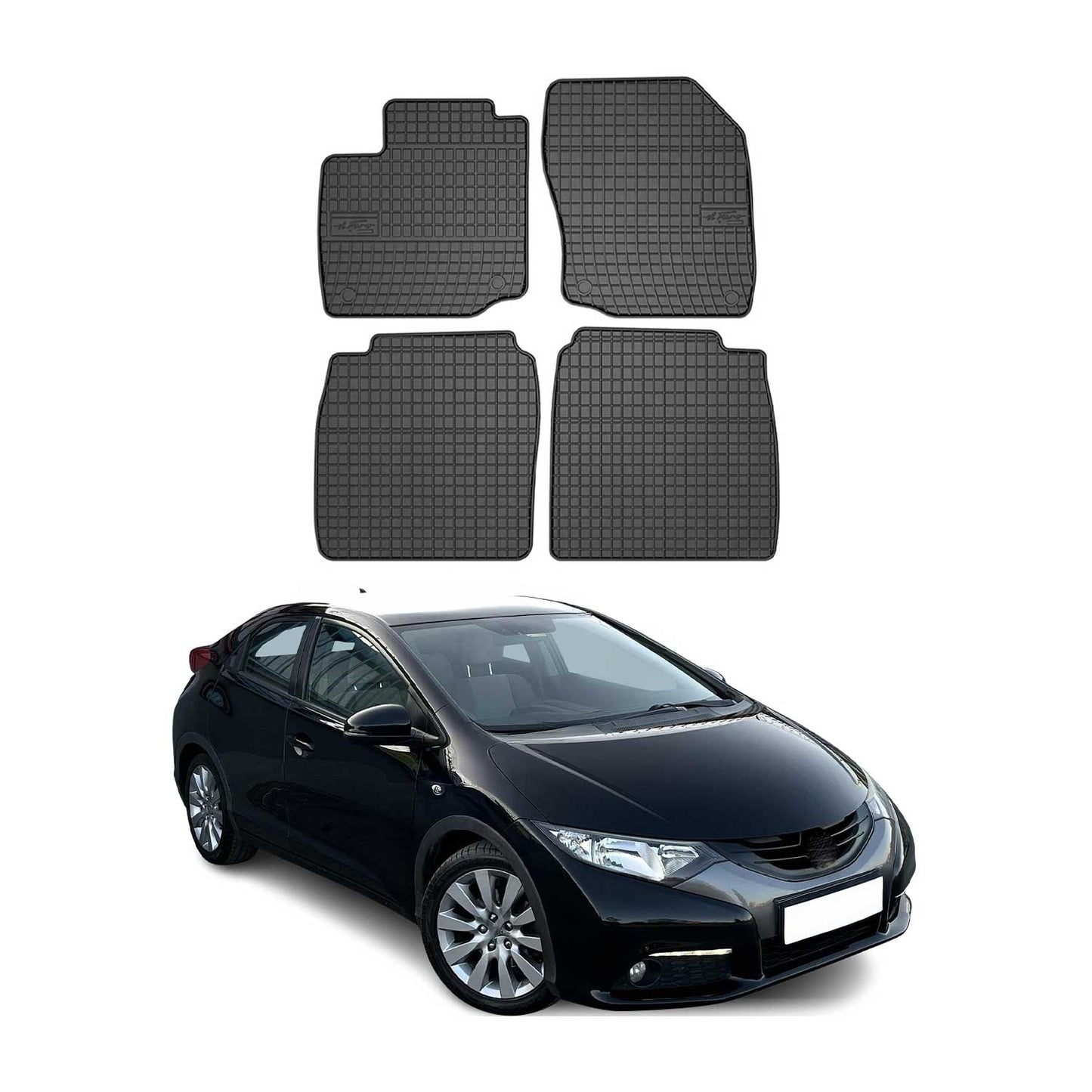 OMAC Gummi Fußmatten für Honda Civic IX 5D HB 2012-2017 Automatten Schwarz 4x