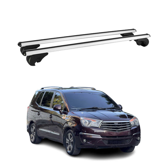 Portbagaj de plafon pentru Ssangyong Rodius 2013-2019 75kg aluminiu argintiu 2 piese