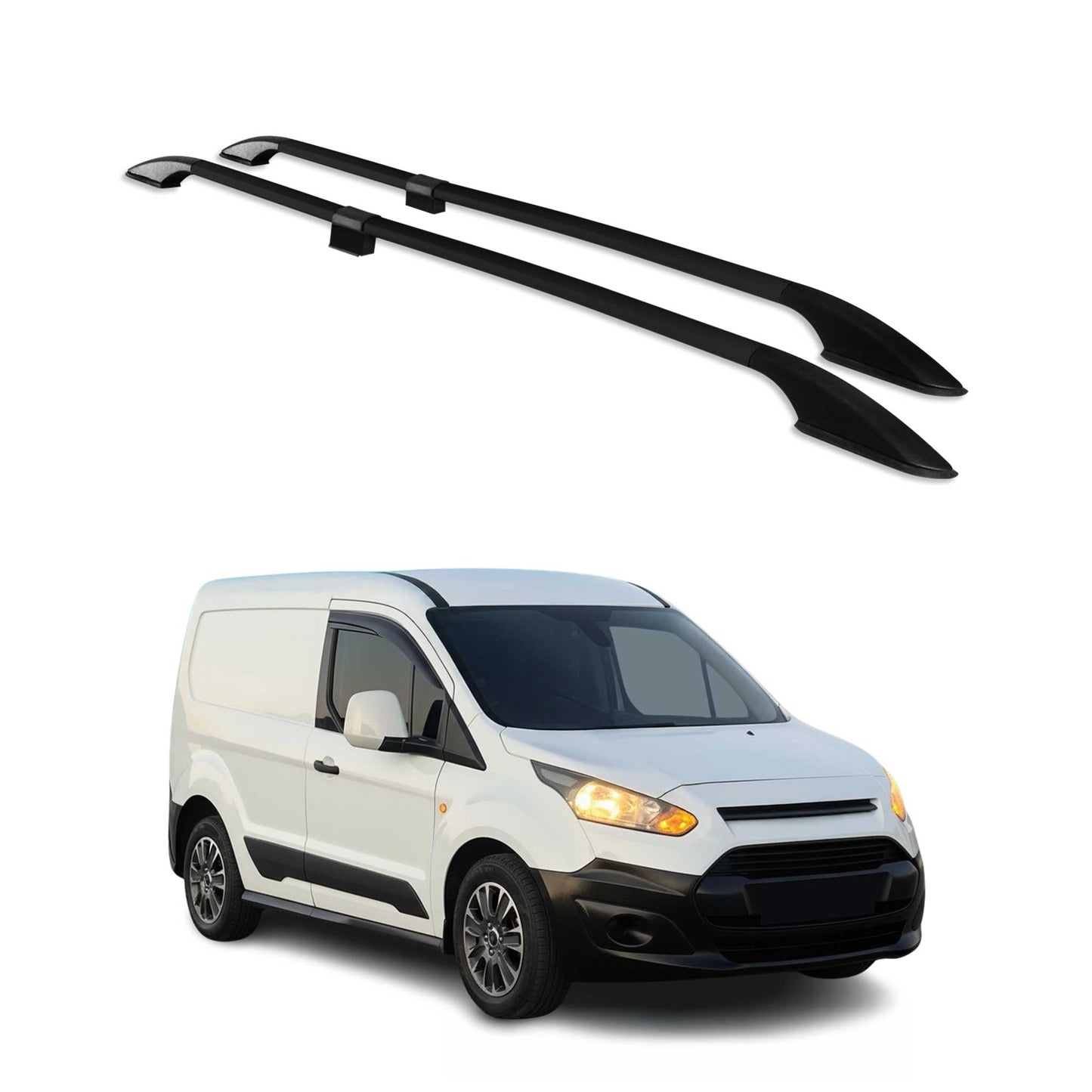 Dachreling Dachgepäckträger für Ford Connect 2014-2020 Kurzer L1 Alu Schwarz