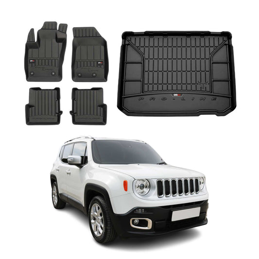 OMAC Fußmatten & Kofferraumwanne Set für Jeep Renegade 2014-2024 Gummi TPE 5x