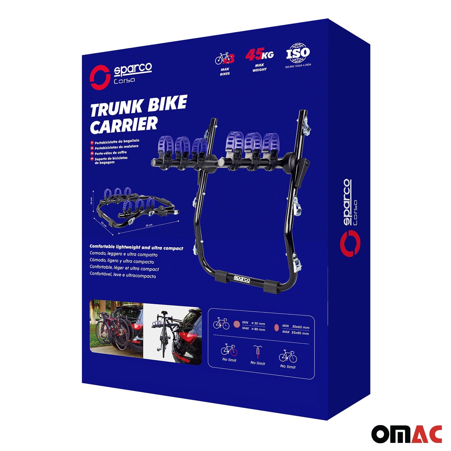 SPARCO Universell Fahrradträger Heckträger für 3 Fahrrad Kofferraumträger Halter