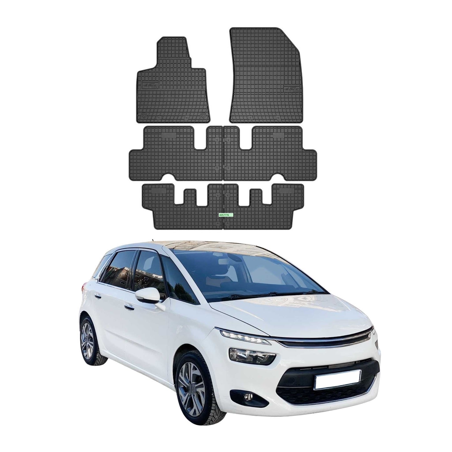 OMAC Gummi Fußmatten für Citroen C4 Grand Picasso 2013-2018 3. Reihe Schwarz 6x