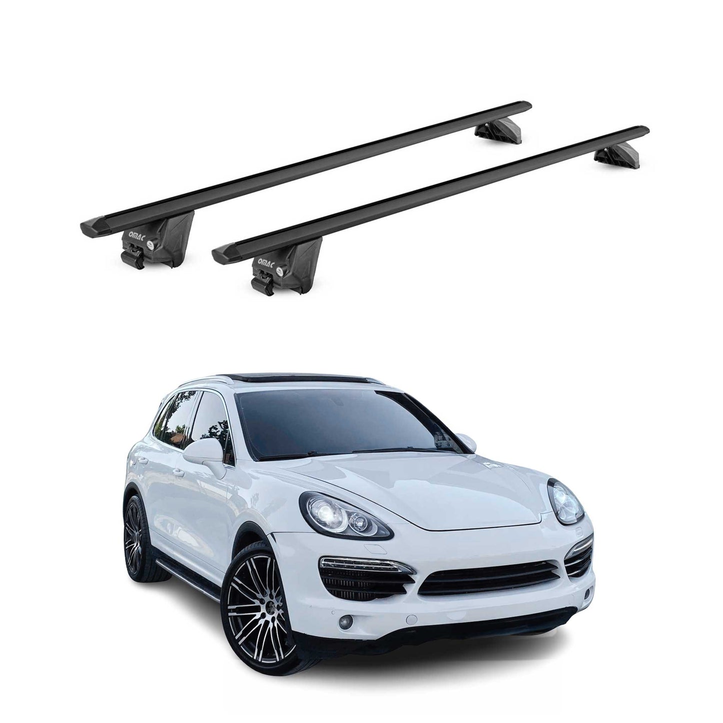 Portbagaj de plafon pentru Porsche Macan 2014-2024 100kg aluminiu negru 2 piese ABE