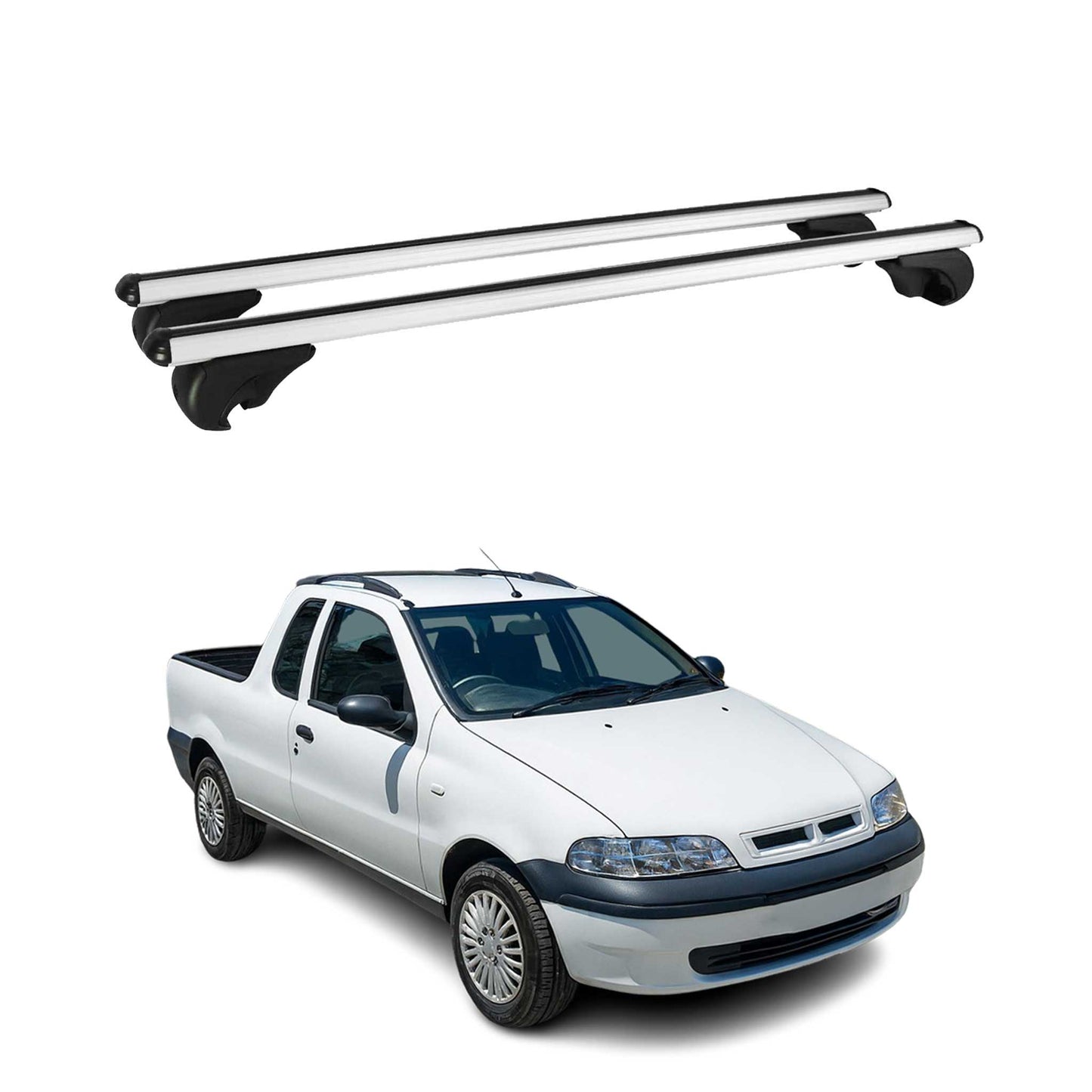Portbagaj de plafon pentru Fiat Strada 2004-2025 75kg aluminiu argintiu 2 buc