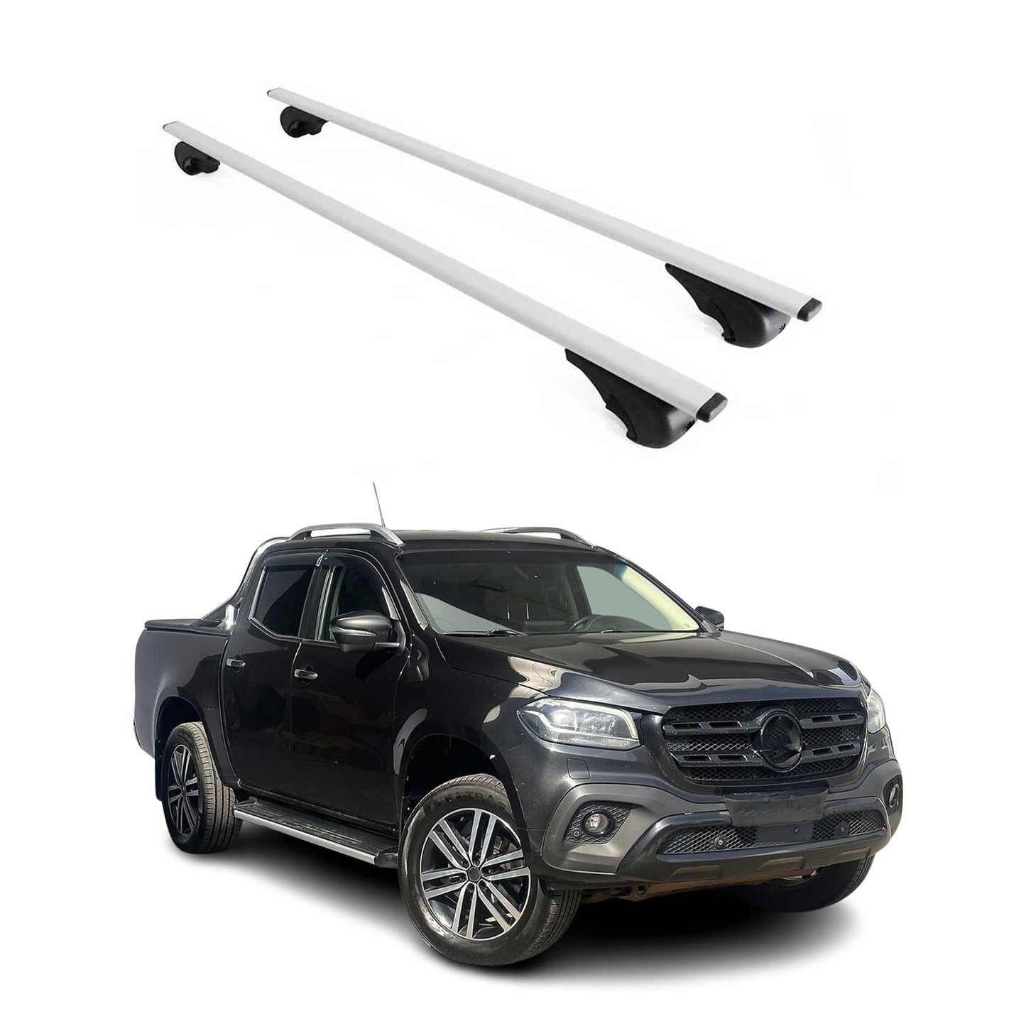 Portbagaj de plafon pentru Mercedes X Class 470 2017-2020 75kg metal argintiu 2x