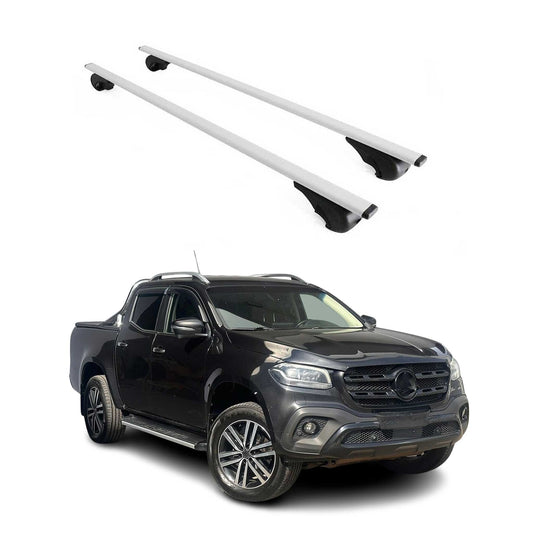 Portbagaj de plafon pentru Mercedes X Class 470 2017-2020 75kg metal argintiu 2x