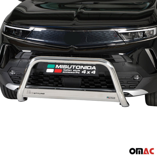 Bară de protecție/buton față pentru Opel Mokka 2021-2025, ø63mm, oțel, argintiu, protecție