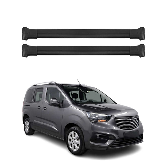 Dachträger Grundtäger für Opel E Combo 2018-2025 75kg Aluminium Schwarz 2 tlg