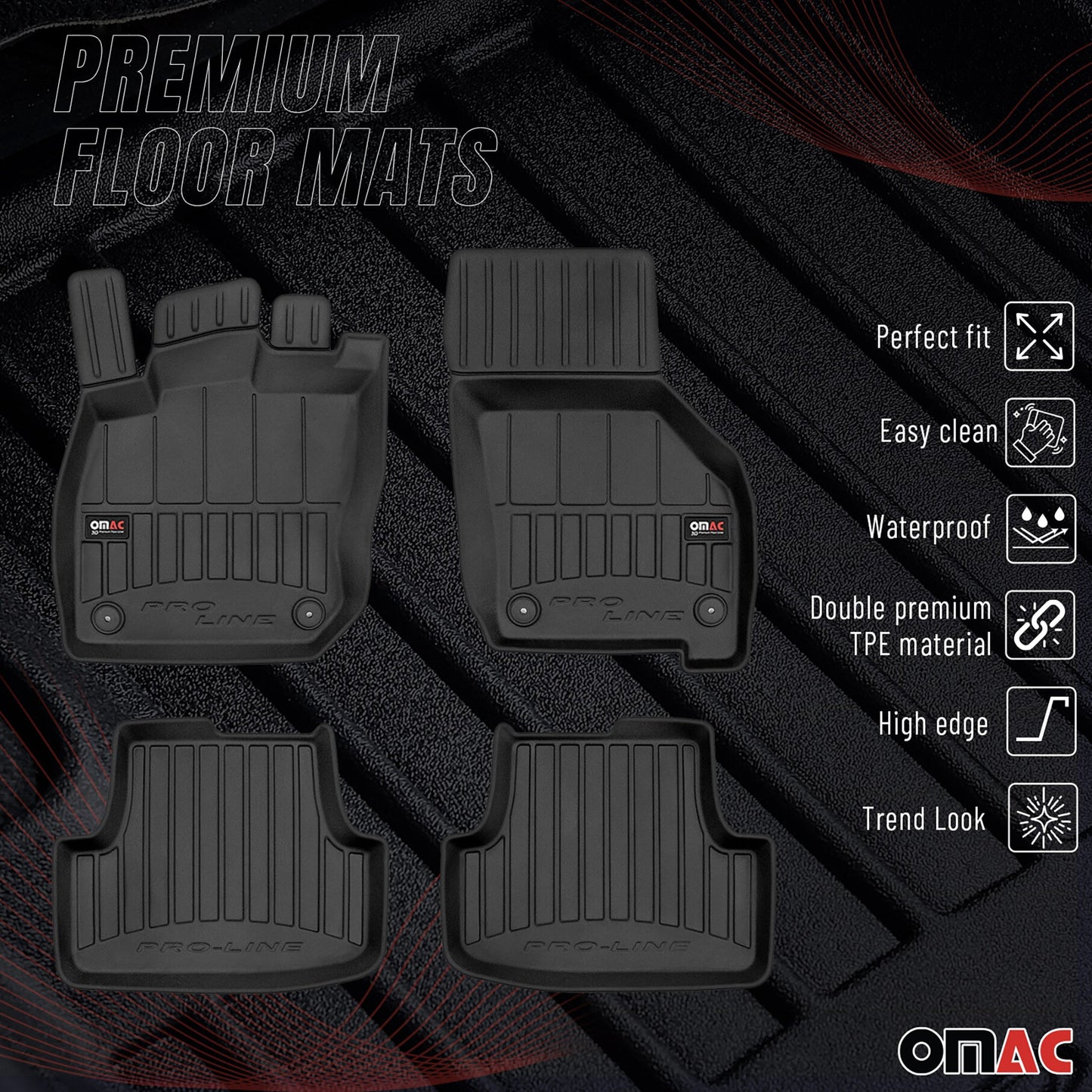 2020-2025 VW Golf Mild Hybrid Fußmatten TPE Schwarz 4 tlg