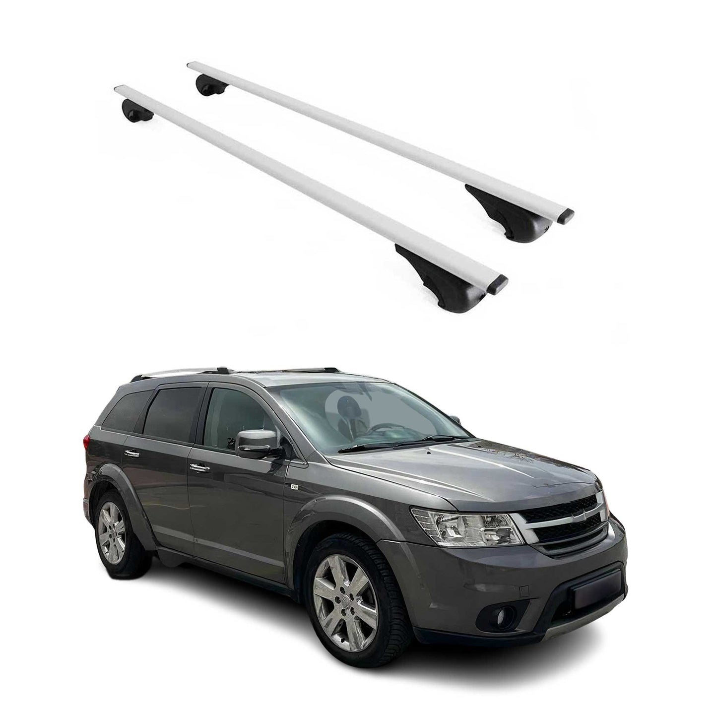 Portbagaj de plafon pentru Fiat Freemont 2011-2016 75kg metal argintiu 2 buc