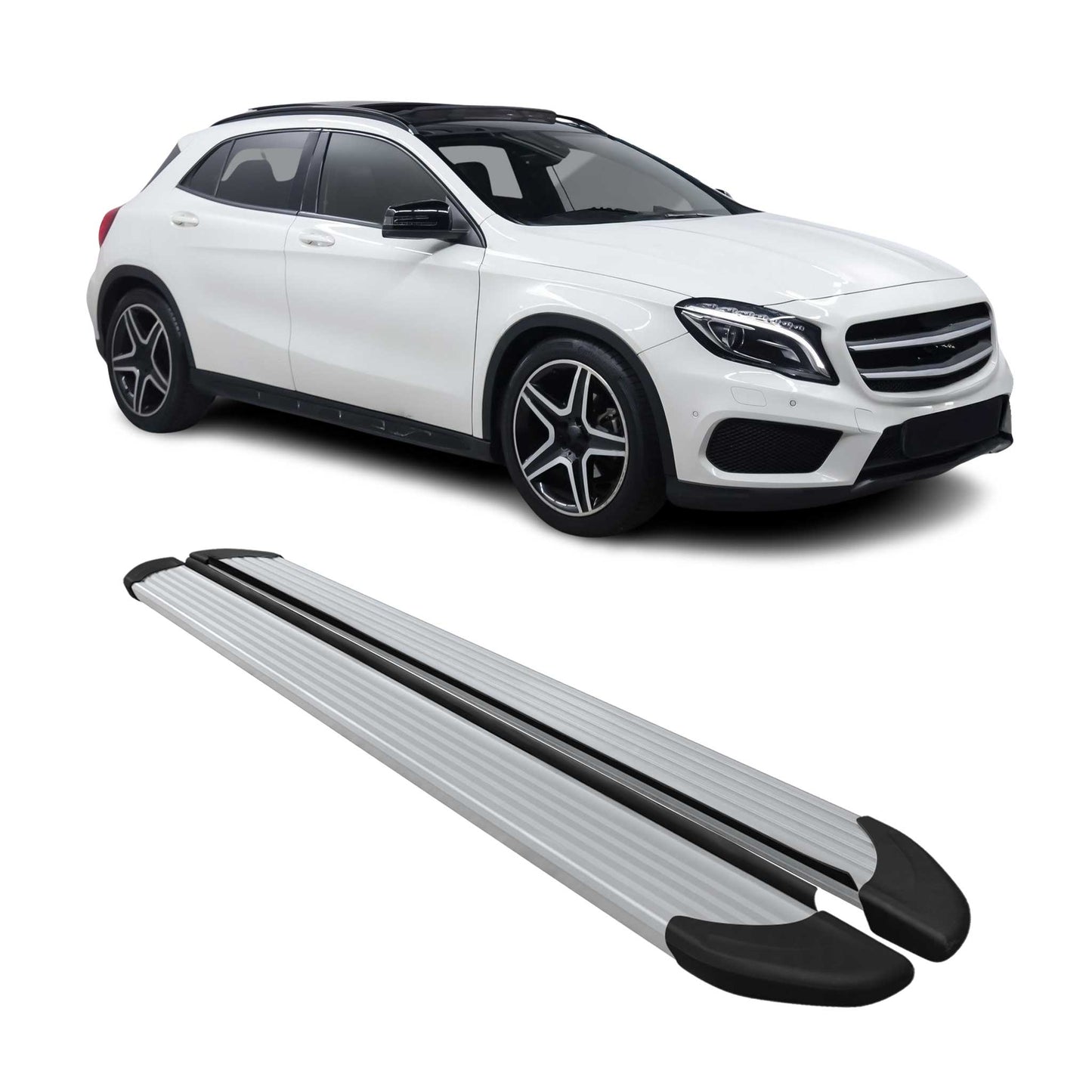 Trittbretter Seitenschweller für Mercedes GLA 2014-2020 Aluminium Silber 2 tlg