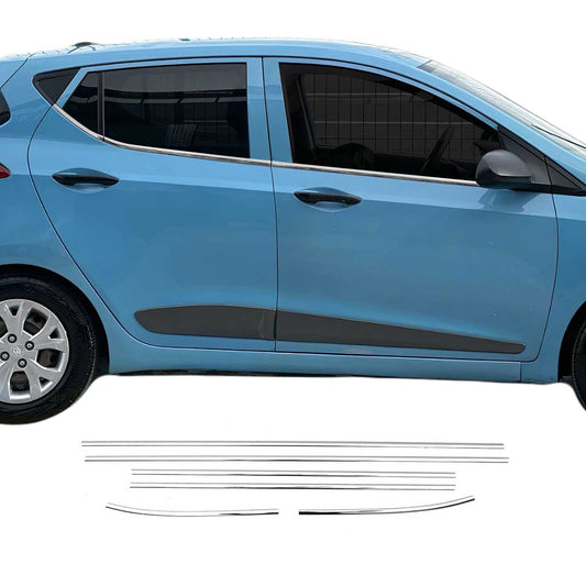 Benzi decorative pentru geamuri Hyundai i10 2011-2013, oțel inoxidabil cromat, 6 bucăți