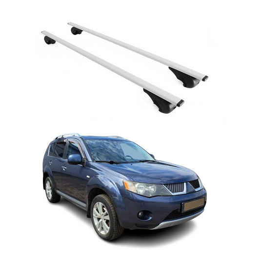 Portbagaj de plafon pentru Mitsubishi Outlander 2006-2012 75kg metal argintiu 2x