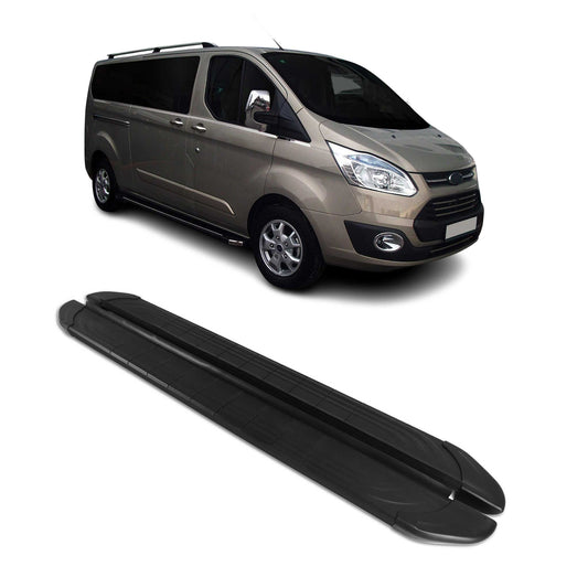 Trittbretter Seitenschweller für Ford Transit Custom 2012-2022 L1 Alu Schwarz