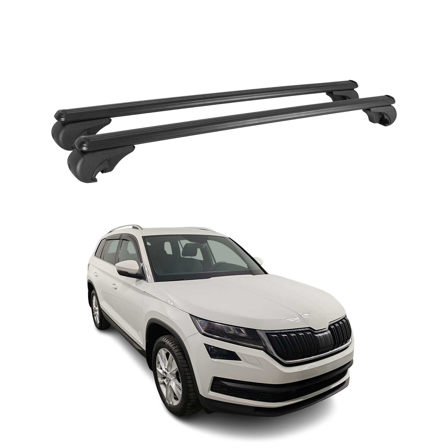 Portbagaj de plafon pentru Skoda Kodiaq 2016-2024 75kg aluminiu negru 2 buc