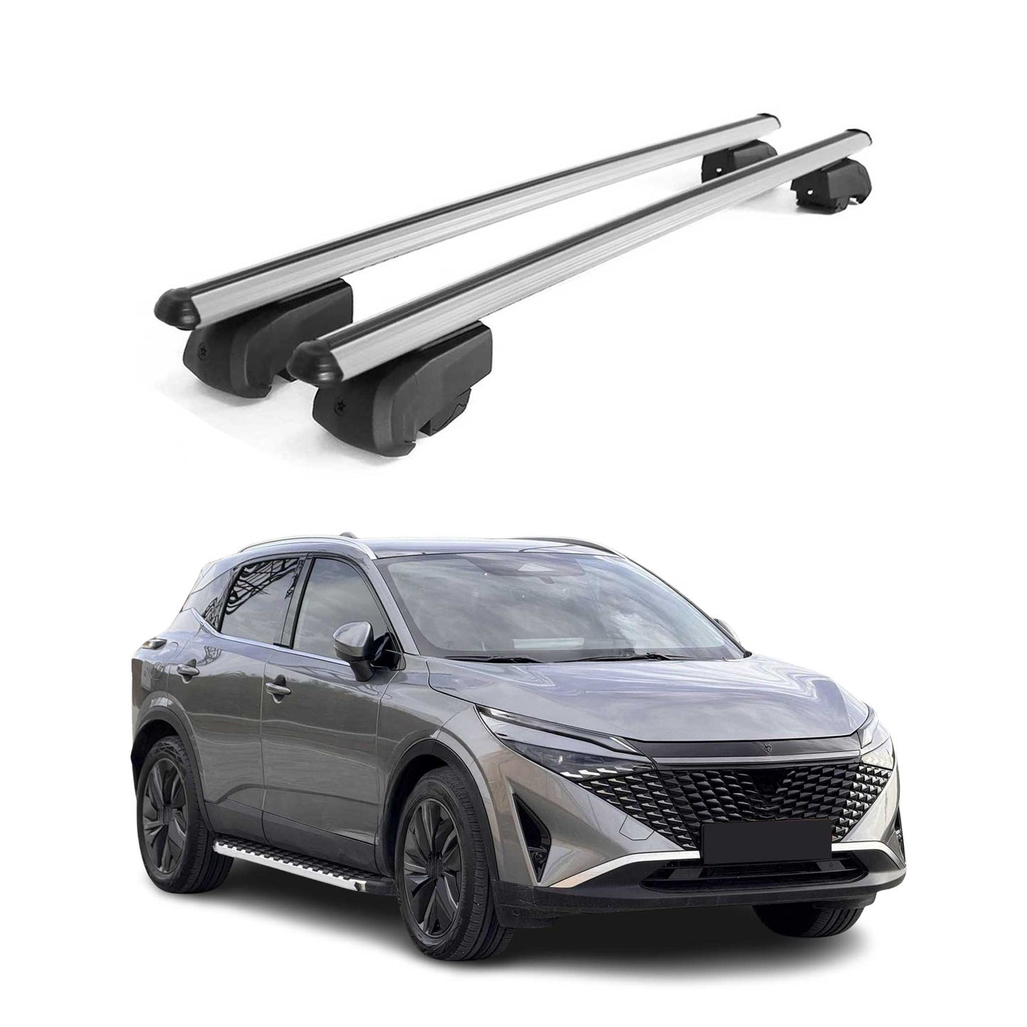 Dachträger Gepäckträger für Nissan Qashqai 2021-2023 ABE Aluminium Grau 2x