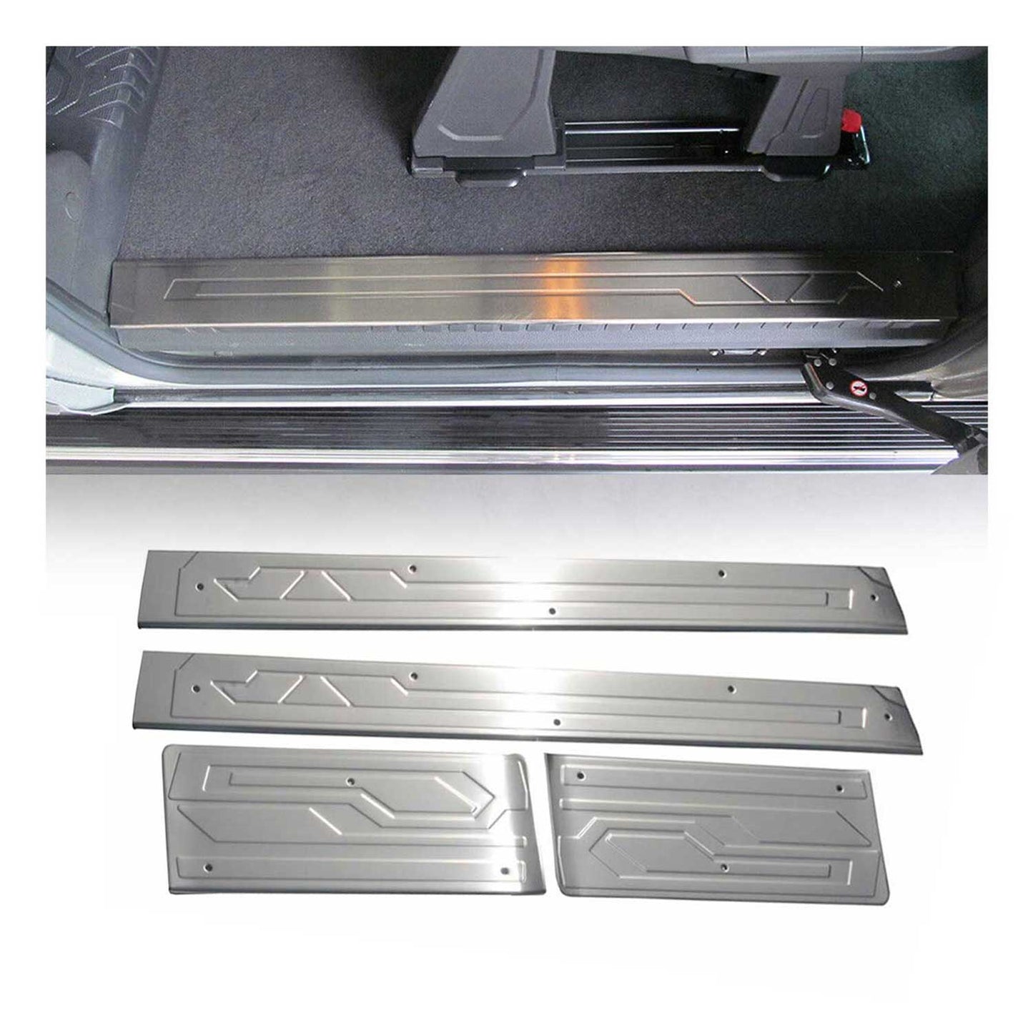 Protecții prag ușă pentru Ford Transit Tourneo Custom, oțel inoxidabil, 4x