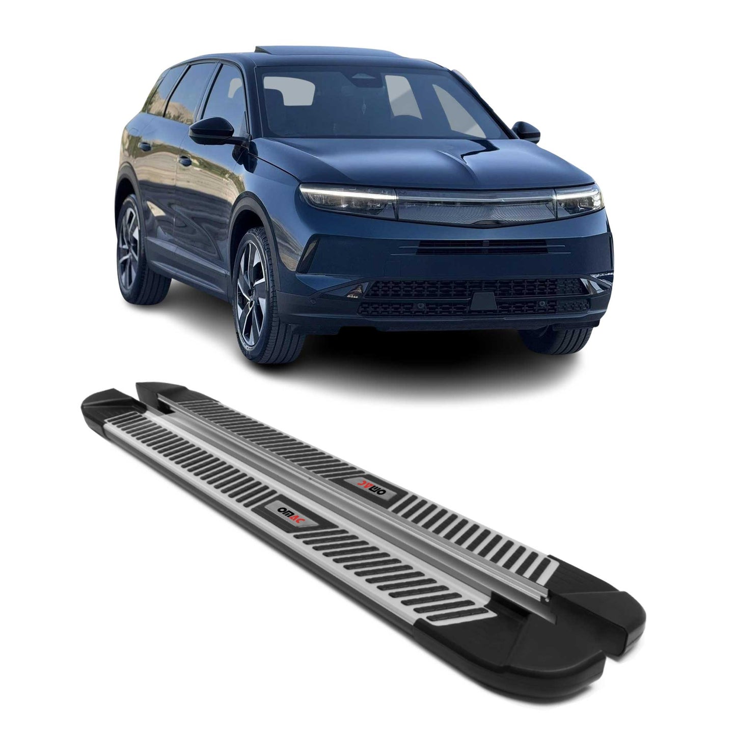 Praguri laterale Opel Grandland II 2024-2025, aluminiu, argintiu și negru