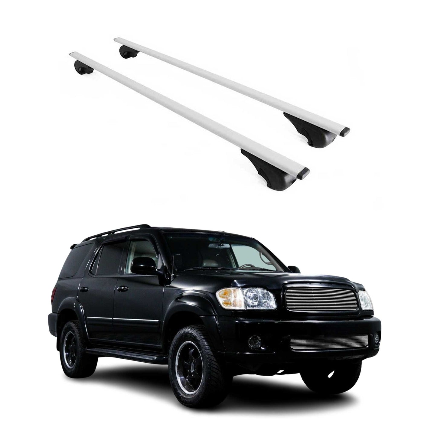 Dachträger Grundtäger für Toyota Sequoia mk1 2000-2007 75kg Metall Silber 2 tlg