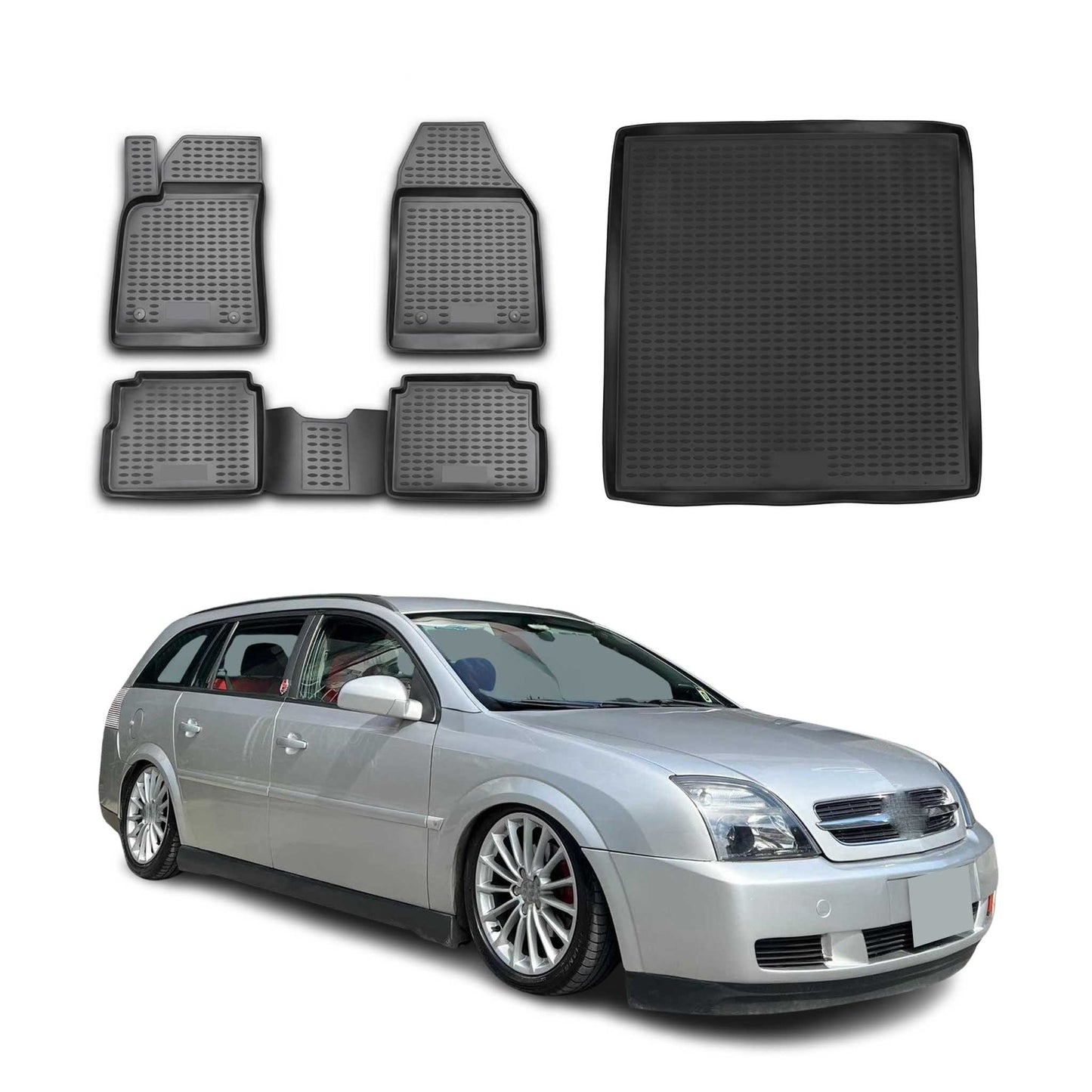 Set covorașe și portbagaj pentru Opel Vectra Estate 2002-2008 TPE Negru