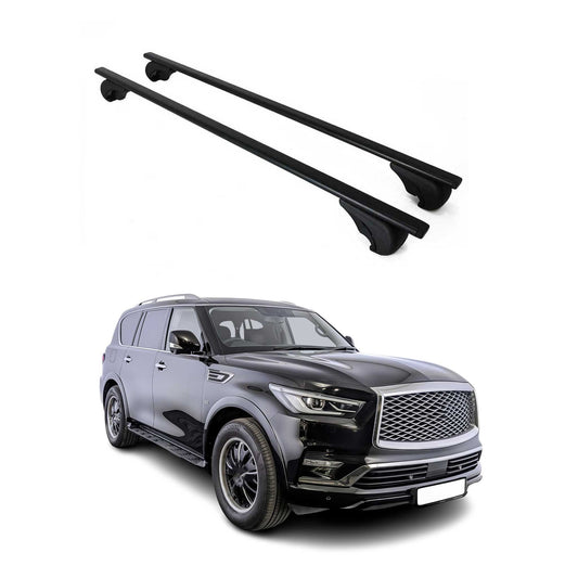 Portbagaj de plafon pentru Infiniti QX80 2014-2025 75kg, negru metalic, 2 buc.