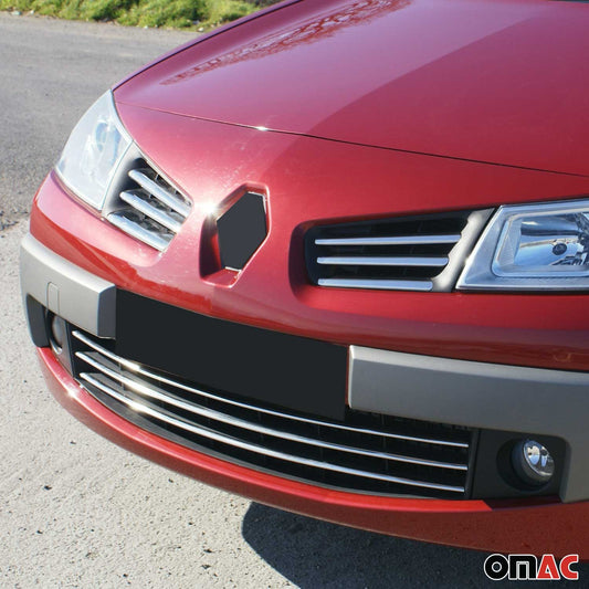 Kühlergrill Leisten Grillleisten für Renault Megane 2002-2006 Chrom Silber 6x