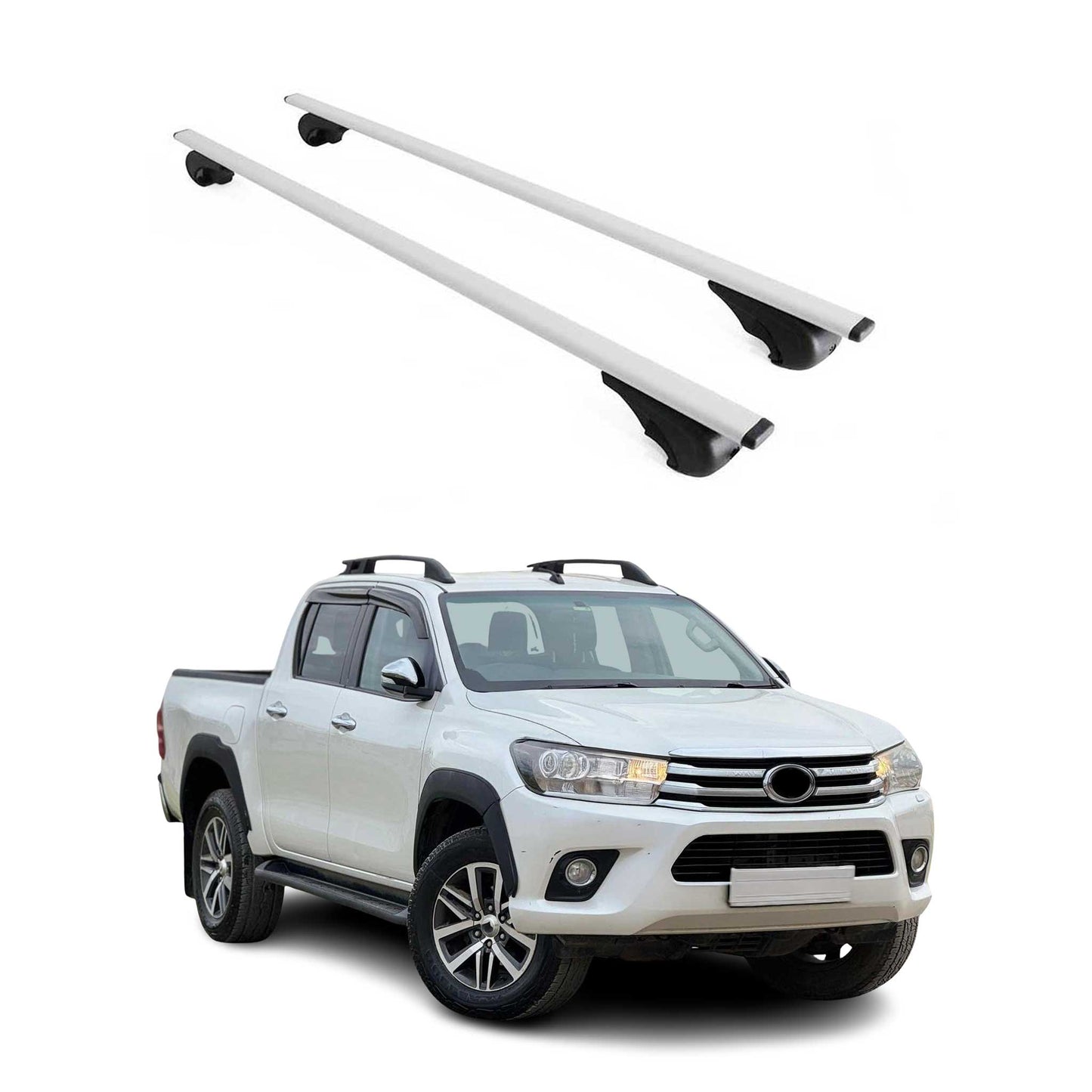 Dachträger Grundtäger für Toyota Hilux 2005-2025 75kg Metall Silber 2 tlg