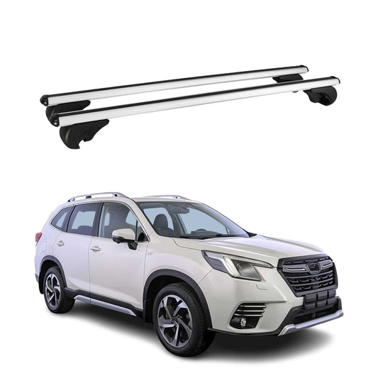 Portbagaj de plafon pentru Subaru Forester mk5 2018-2025 75kg gri aluminiu 2 buc