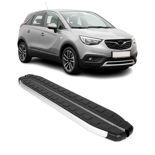 Schweller Seitenbretter Trittbretter für Opel Crossland X 2017-2021 Alu Schwarz