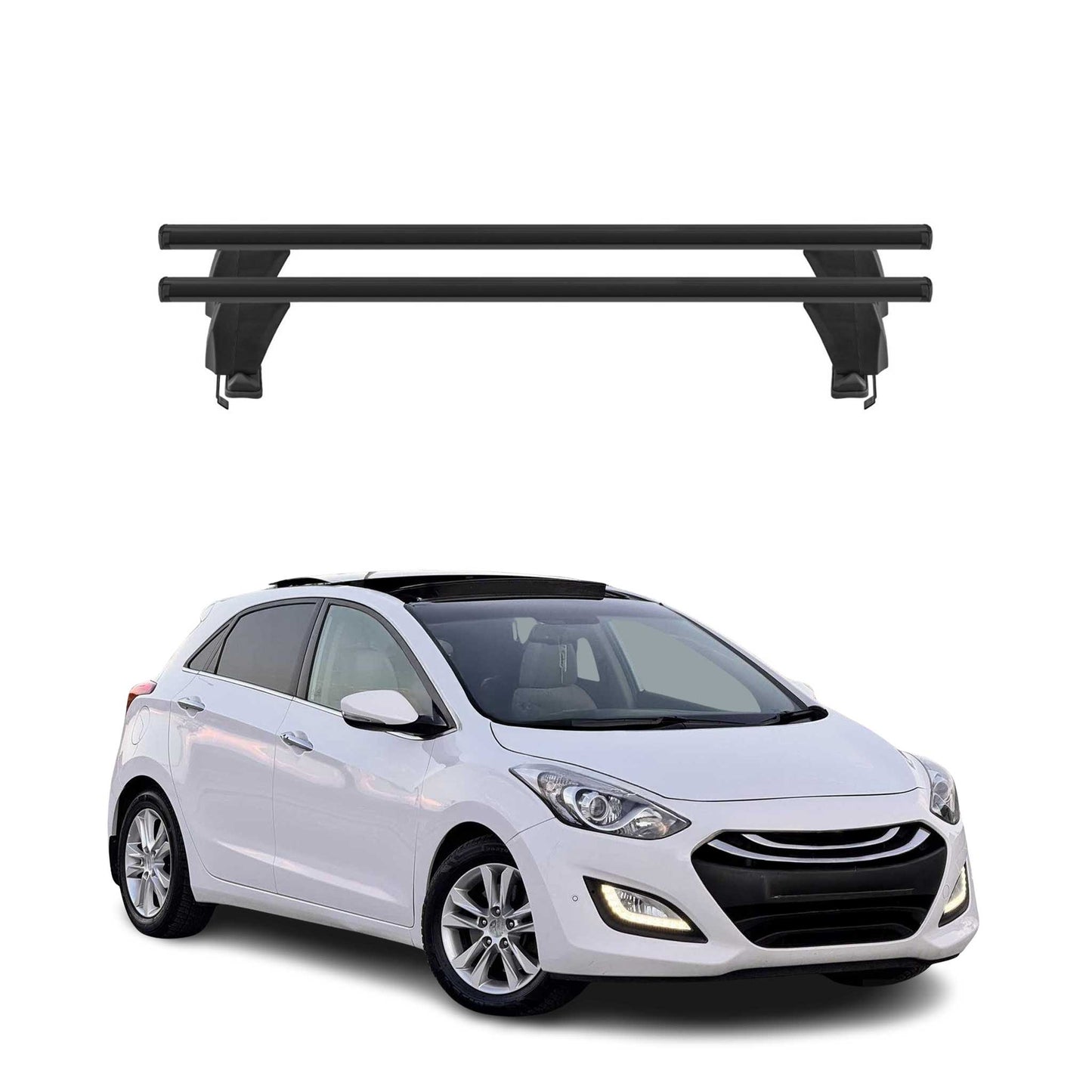 Menabo Dachträger Grundtäger für Hyundai i30 2011-2015 50kg Alu Schwarz 2 tlg