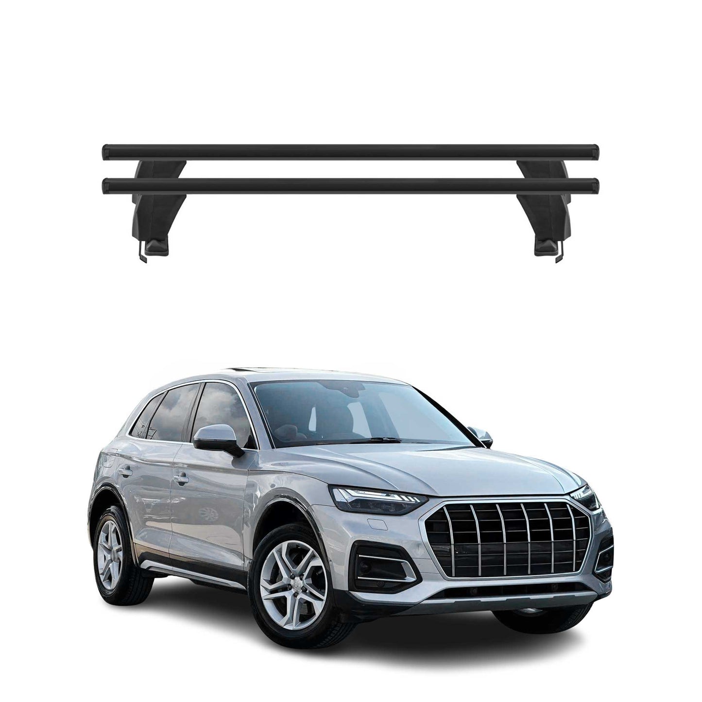 Menabo Portbagaj de plafon pentru Audi Q5 mk2 2021-2024 50kg Aluminiu Negru 2 bucăți