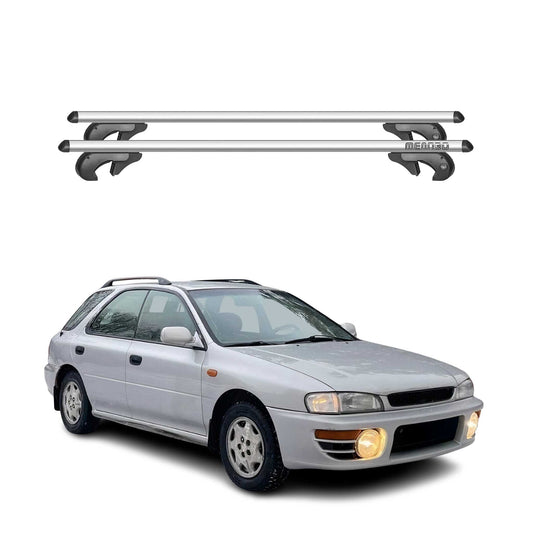 Menabo Dachträger Grundtäger für Subaru Impreza mk1 Kombi 1992-2000 Alu Silber