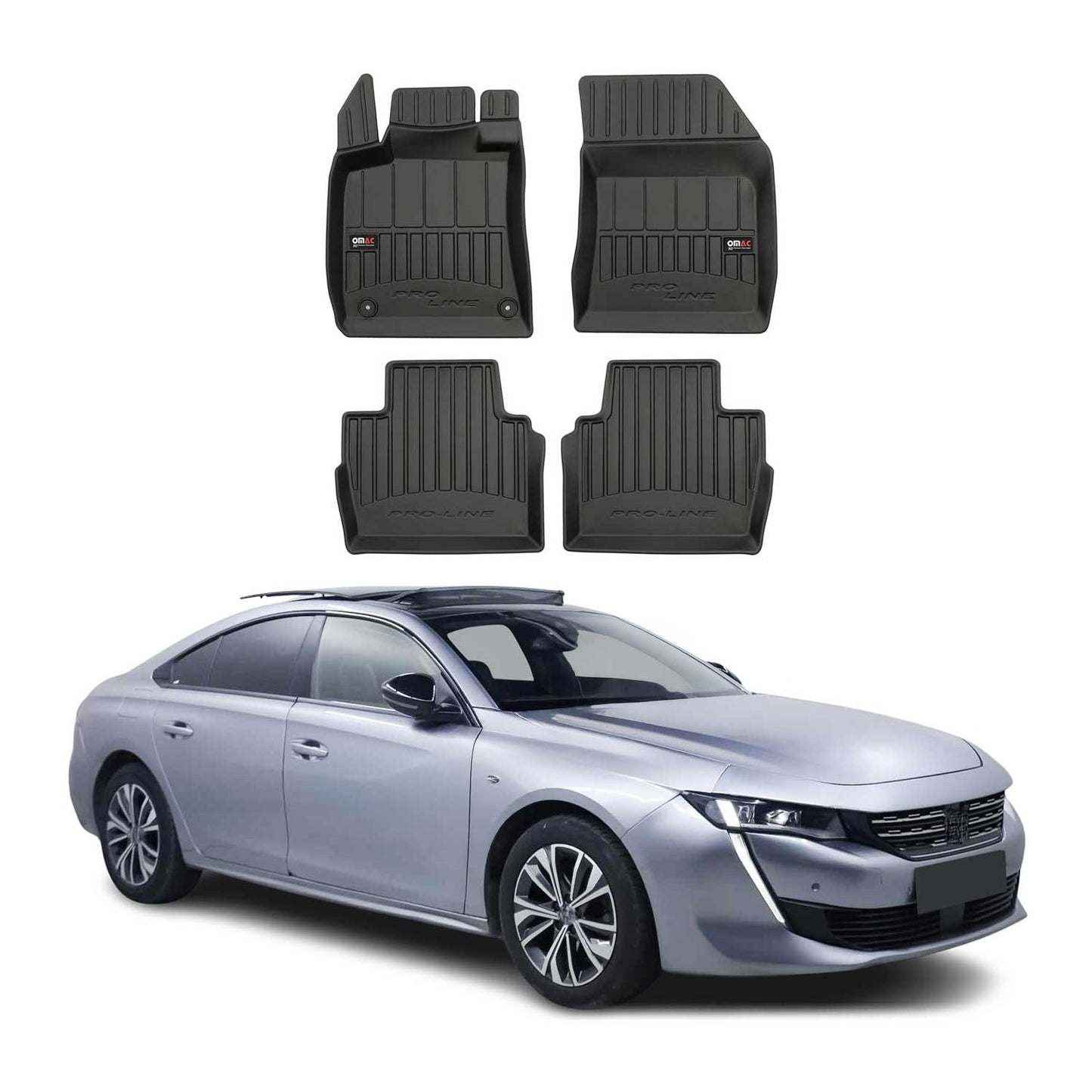 2018-2025 Peugeot 508 Fußmatten TPE Schwarz 4 tlg