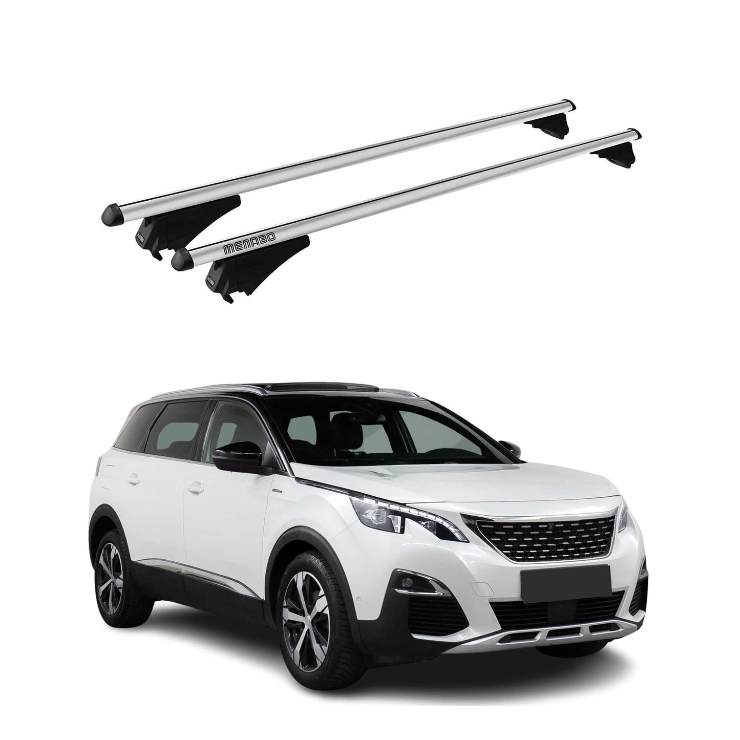 Menabo Dachträger Grundtäger für Peugeot 5008 mk2 2017-2024 75kg Alu Silber 2x