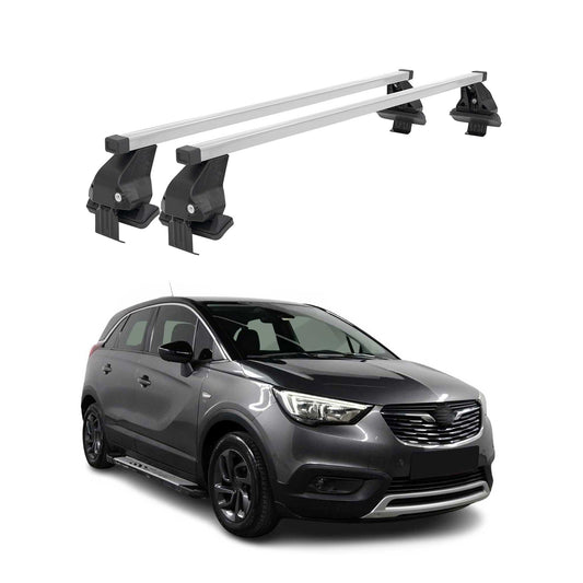 Menabo Dachträger Grundtäger für Opel Crossland X 2017-2020 50kg Alu Silber 2x