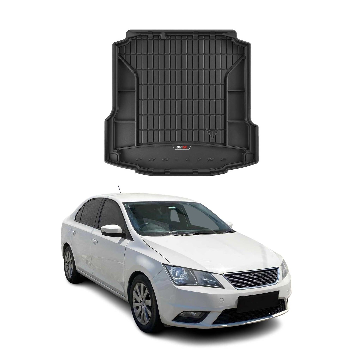 OMAC Gummi Kofferraumwanne für Seat Toledo 2013-2019 TPE Laderaumwanne Schwarz