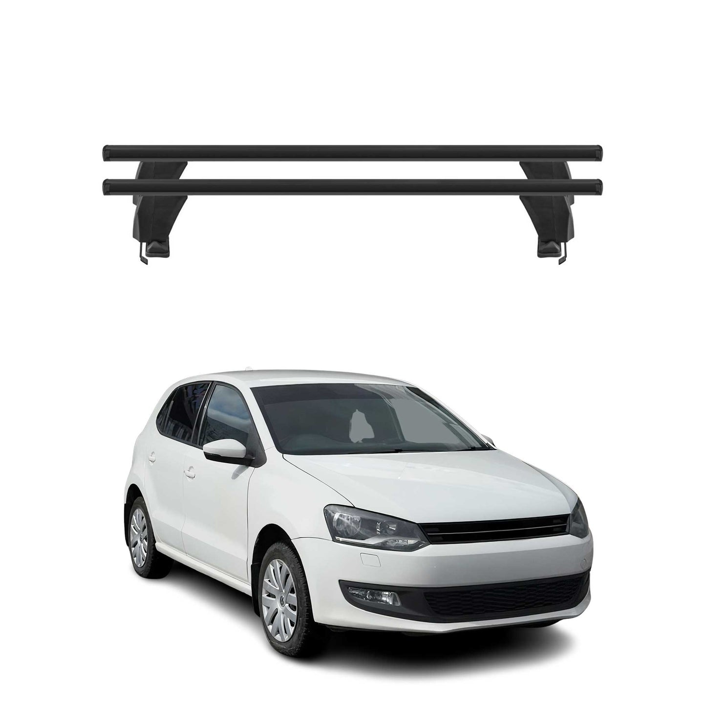 Menabo Dachträger Grundtäger für VW Polo 2009-2017 3tür 50kg Alu Schwarz 2 tlg