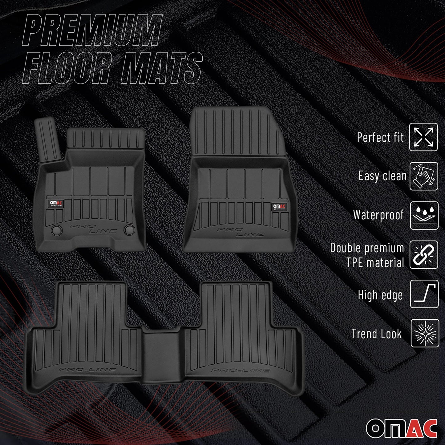 Covorașe auto Mercedes EQA 2021-2025, TPE, negre, set 3 piese