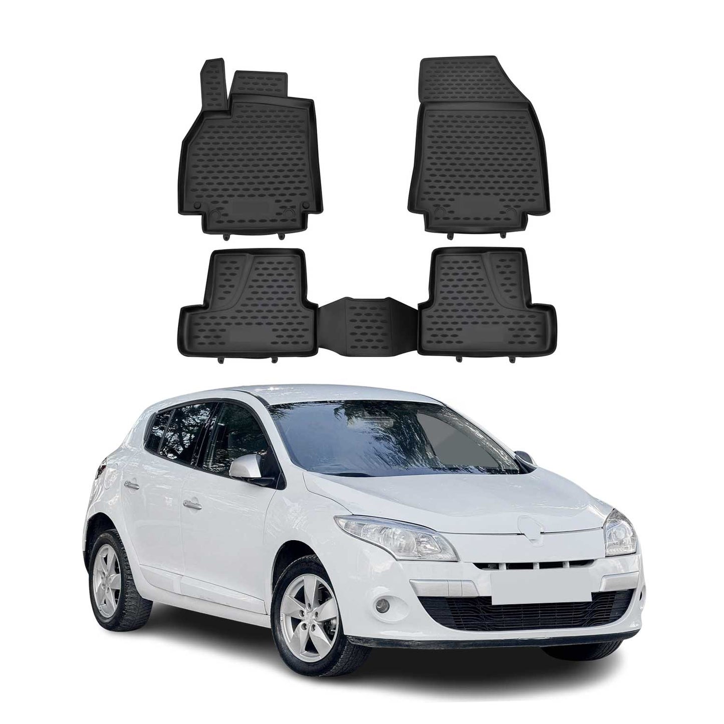 2010-2016 Renault Megane Fußmatten TPE Schwarz 4 tlg