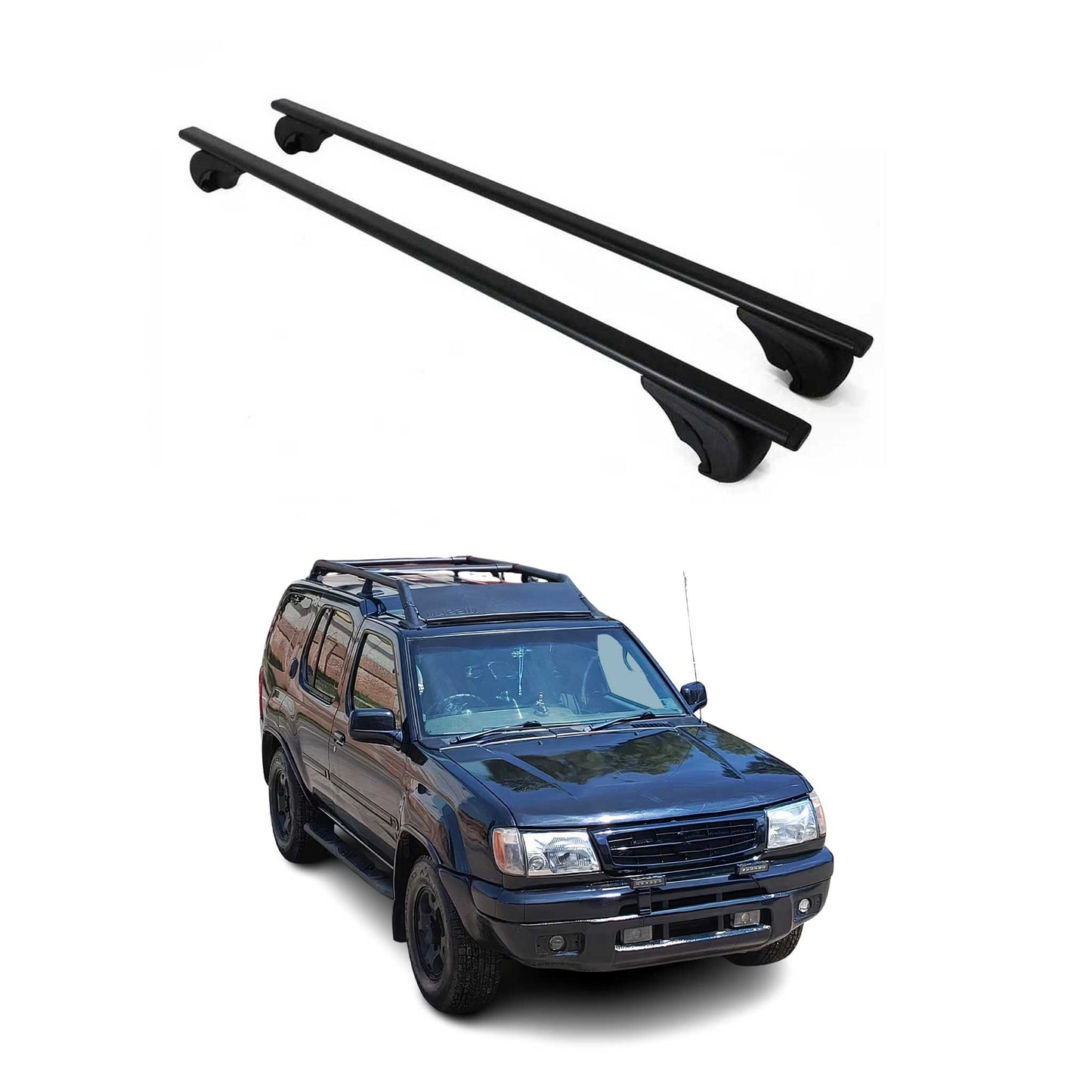 Portbagaj de plafon pentru Nissan Xterra 2004-2015 75kg, negru metalic, 2 buc.