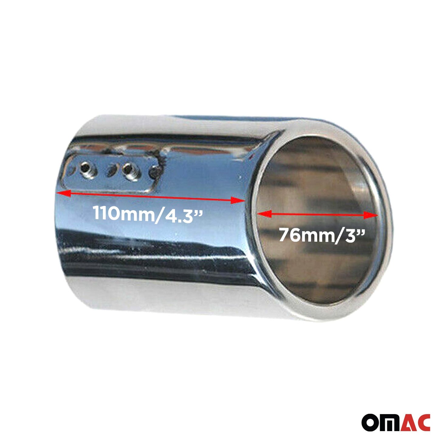 Ornament evacuare, țeavă de eșapament, piesă terminală, ieșire unică, cromat, oțel inoxidabil, 2 piese, 76 mm