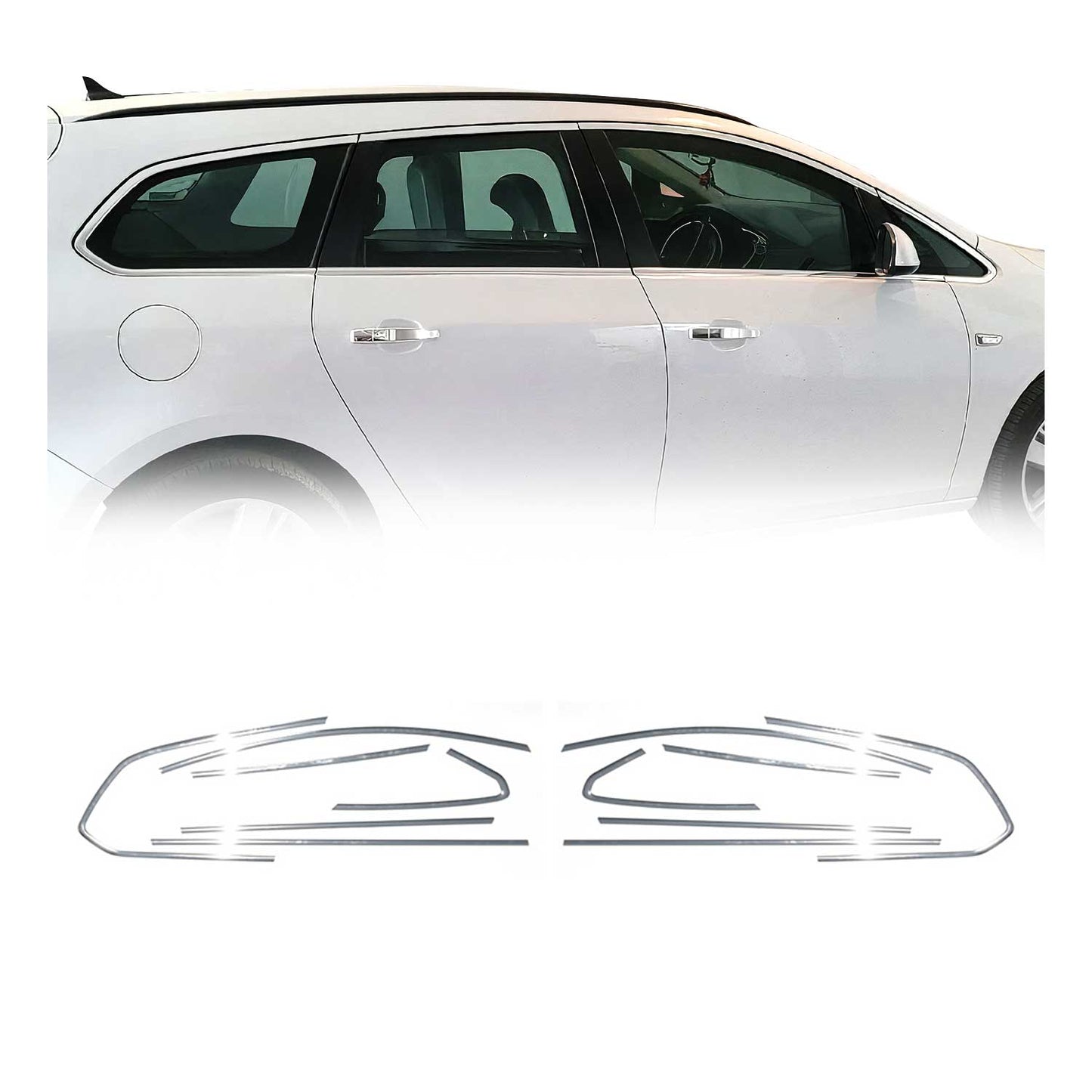 Fensterleisten Zierleisten für Opel Astra J Kombi 2010-2015 Edelstahl Chrom 12x